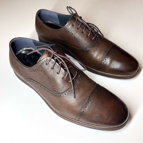 Zara Men’s Classic Brown Oxford Leather Dress Shoes Size- 13 - Picture 4 of 10